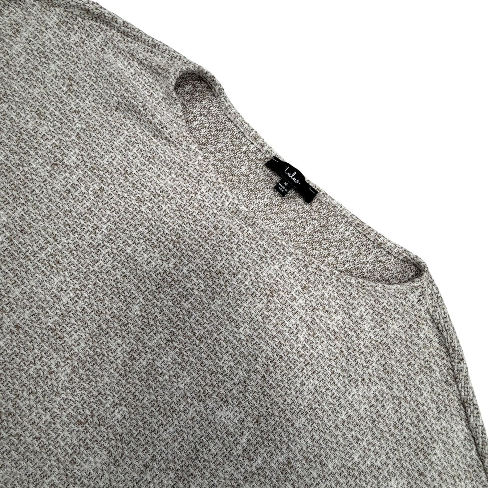 Lulus Sweater Womens Medium Tan Marled Knit Boat Neck Dolman Sleeve‎ Relaxed Top